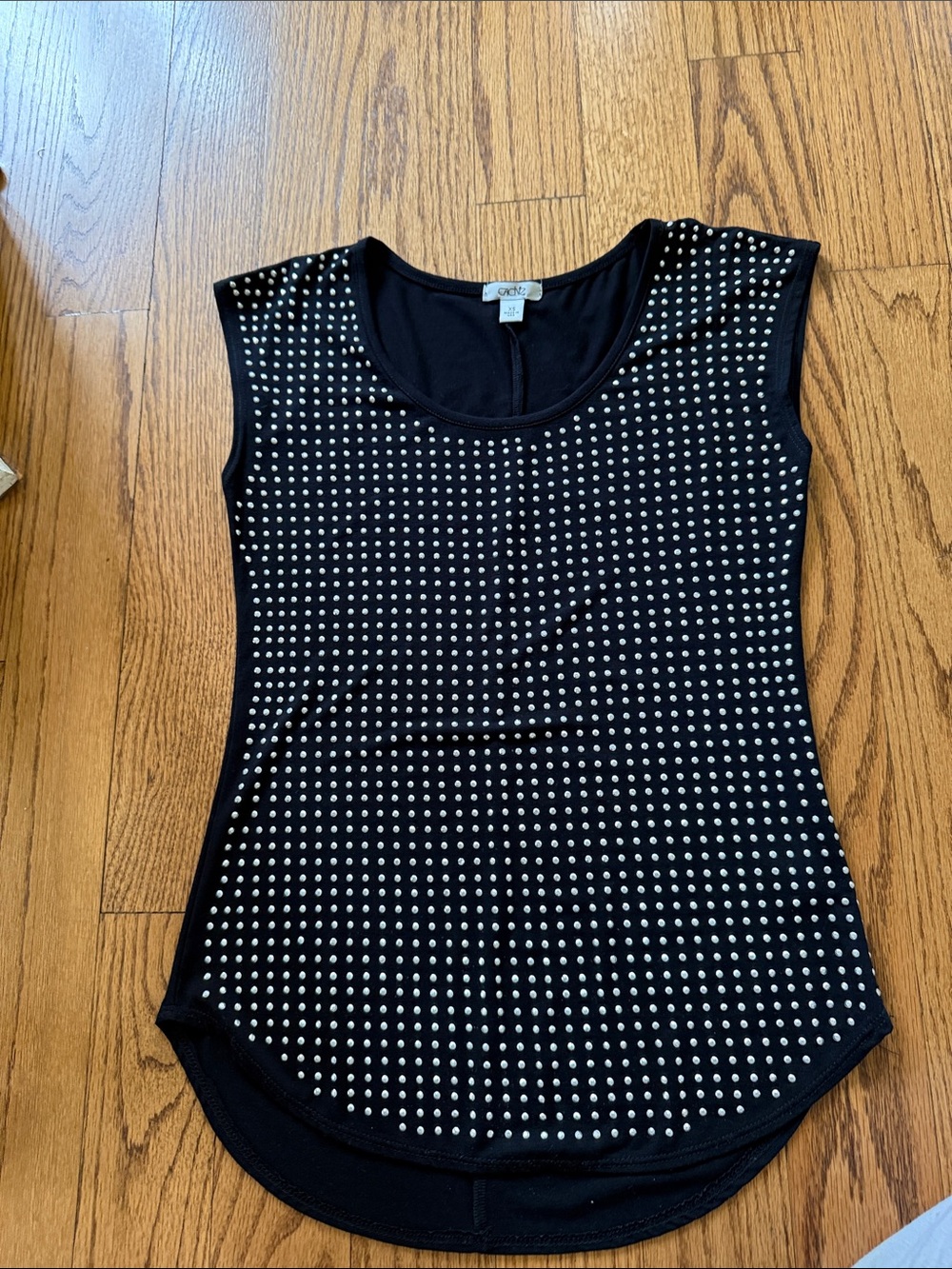 Cache Black Sleeveless Studded Tank